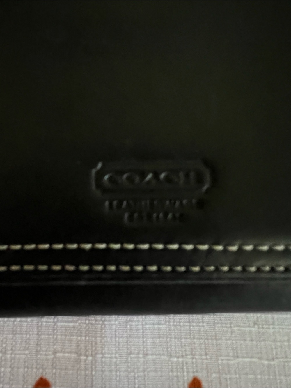 Coach Vintage Black Leather Medium Trifold Wallet white Stitching - Picture 7 of 8